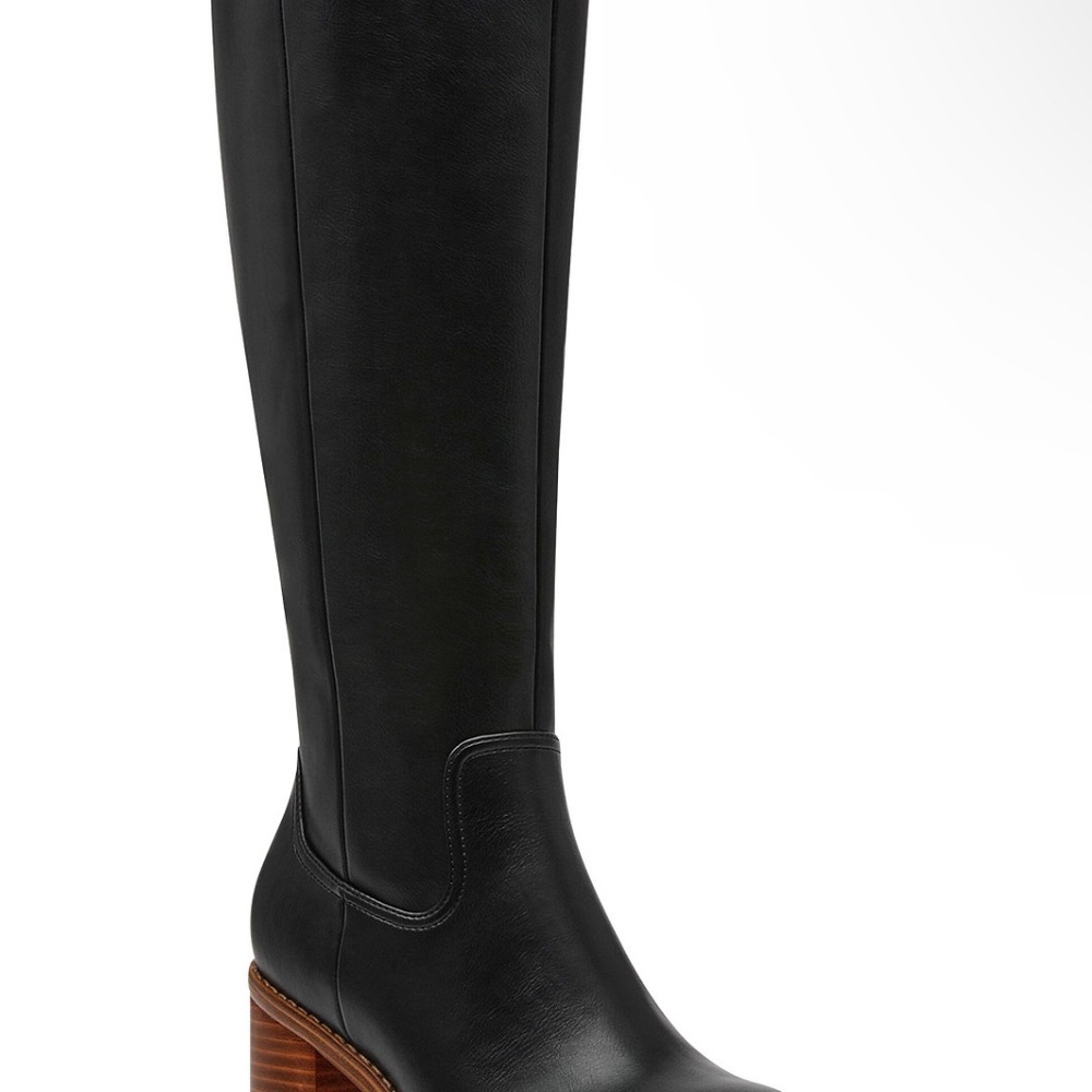 Black Leather Knee-High Boots